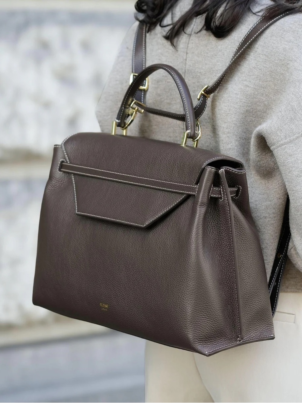 ALEMI ZURICH VIADUKT WORK Convertible leather bag
